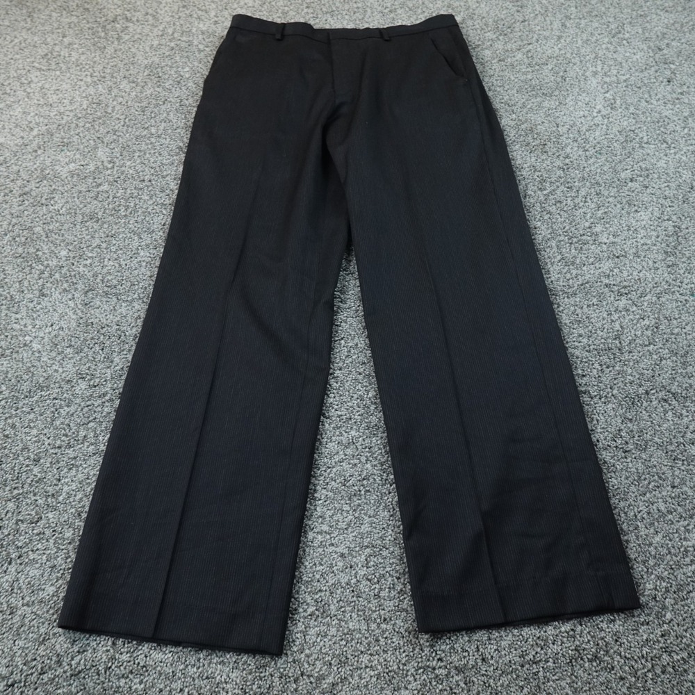 Calvin Klein Pants Mens 32X30 Black Wool Pinstripe Chino Trouser Dress Slacks